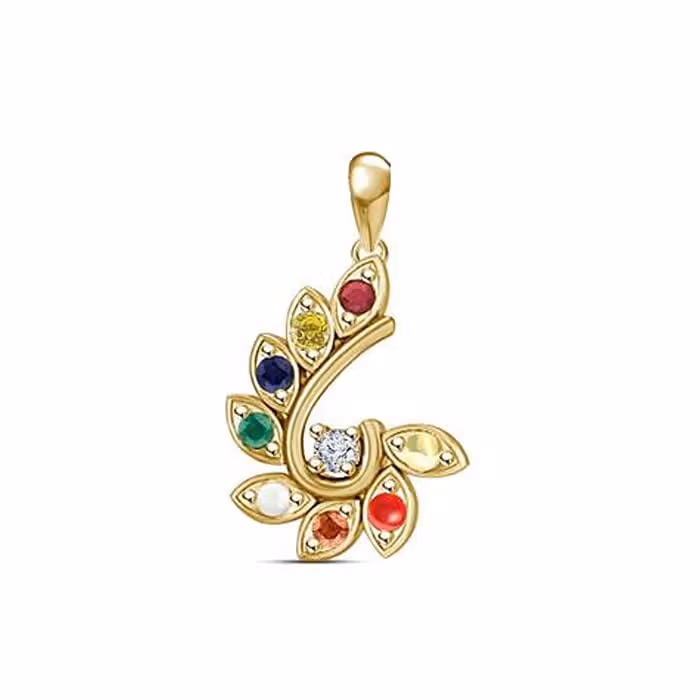 Navratna Gemstone Pendant in 18K Gold